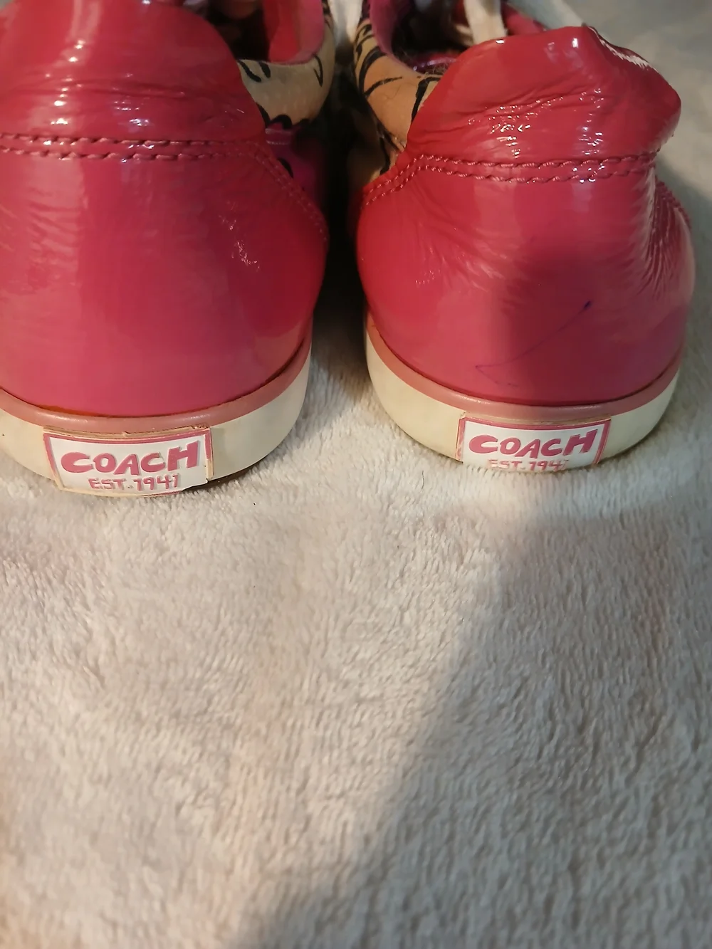 Coach Pink Graphic Lace-Up Sneakers with Cream Accents